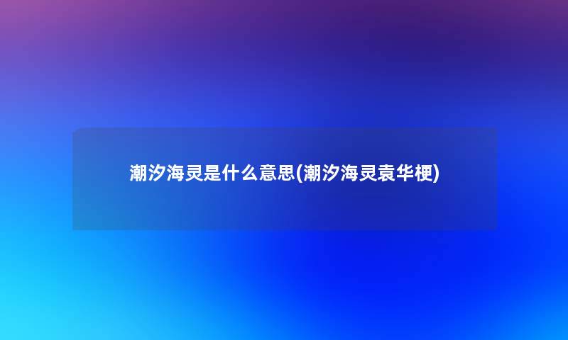潮汐海灵是什么意思(潮汐海灵袁华梗)