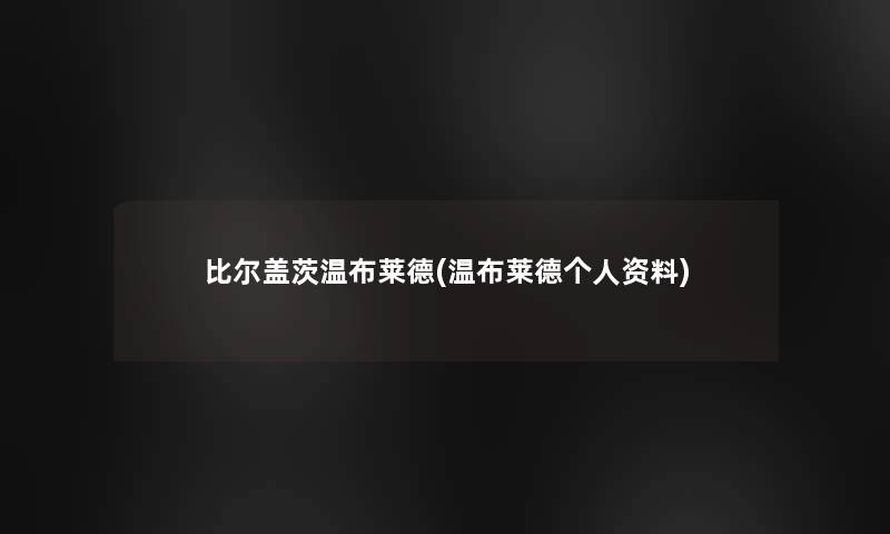 比尔盖茨温布莱德(温布莱德个人资料)