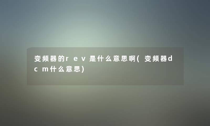 变频器的rev是什么意思啊(变频器dcm什么意思)