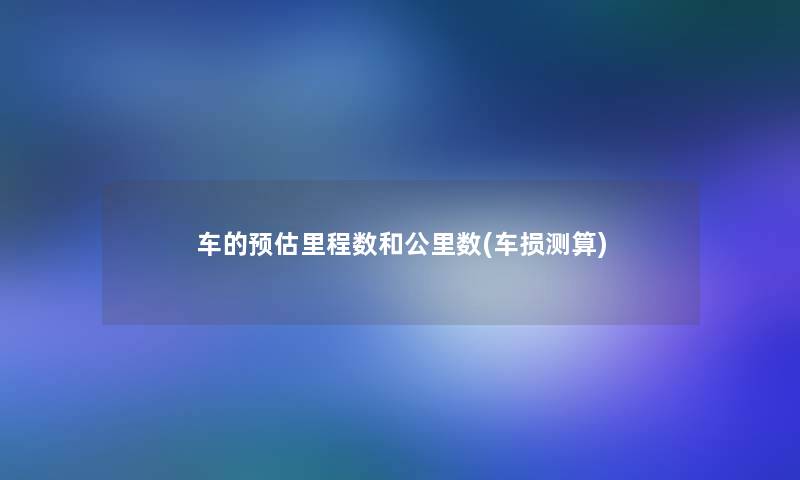 车的预估里程数和公里数(车损测算)