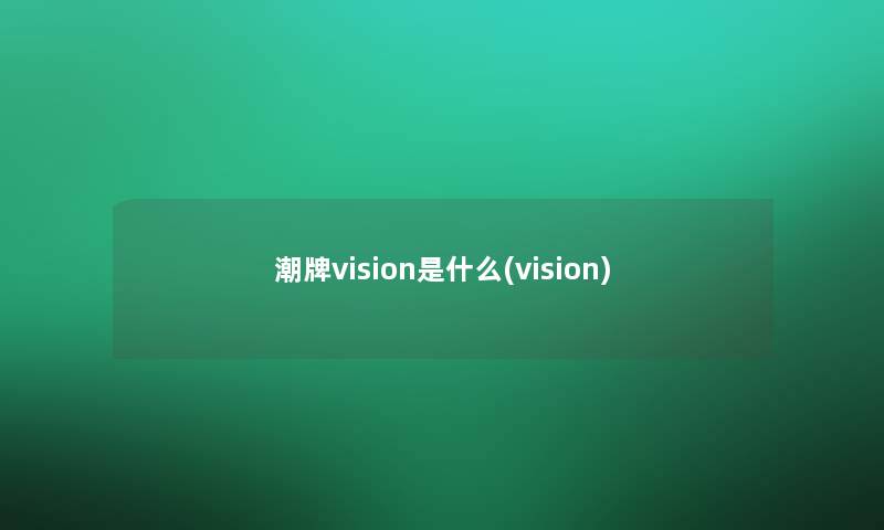 潮牌vision是什么(vision)