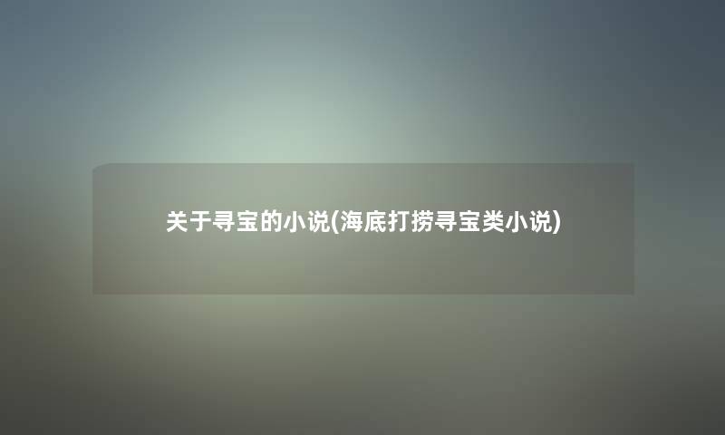 关于寻宝的小说(海底打捞寻宝类小说)