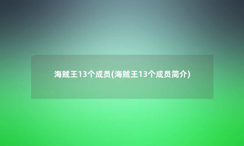 海贼王13个成员(海贼王13个成员简介) 海贼王13个成员(海贼王13个成员简介)