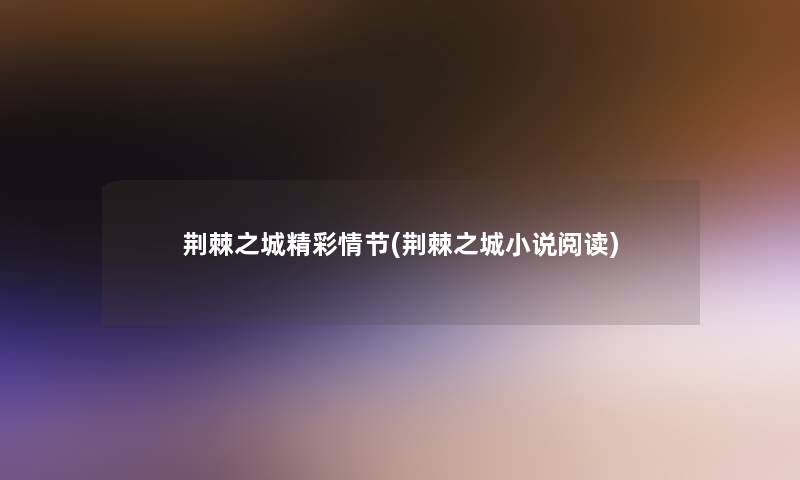 荆棘之城精彩情节(荆棘之城小说阅读)