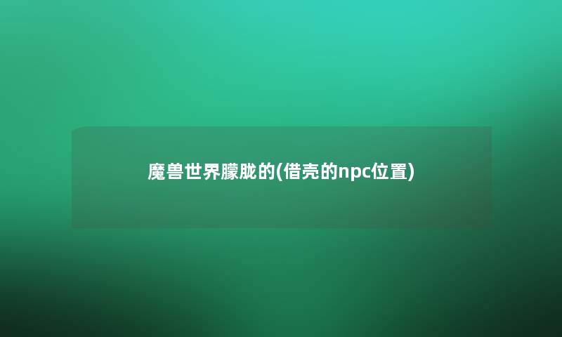魔兽世界朦胧的(借壳的npc位置)
