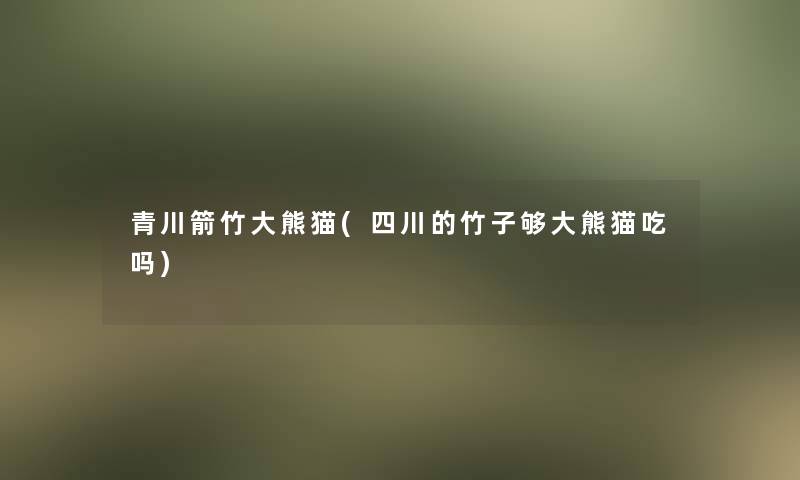 青川箭竹大熊猫(四川的竹子够大熊猫吃吗)