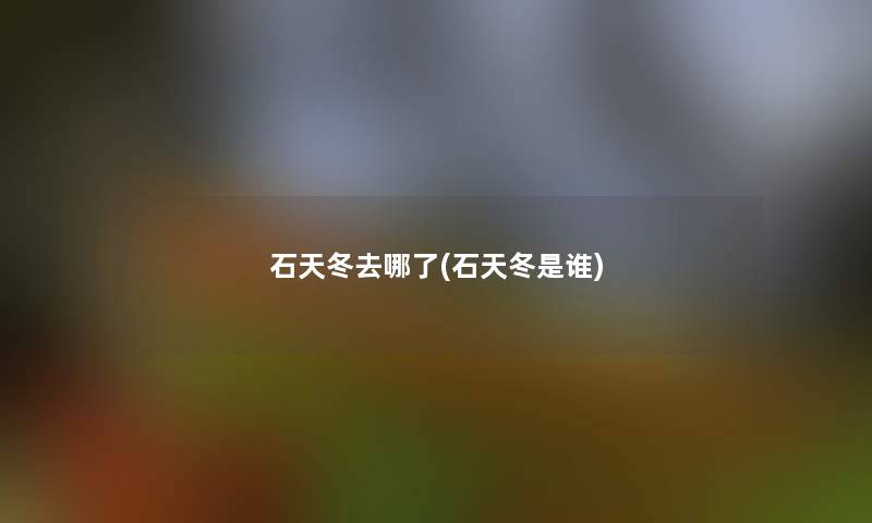 石天冬去哪了(石天冬是谁) 石天冬去哪了(石天冬是谁)