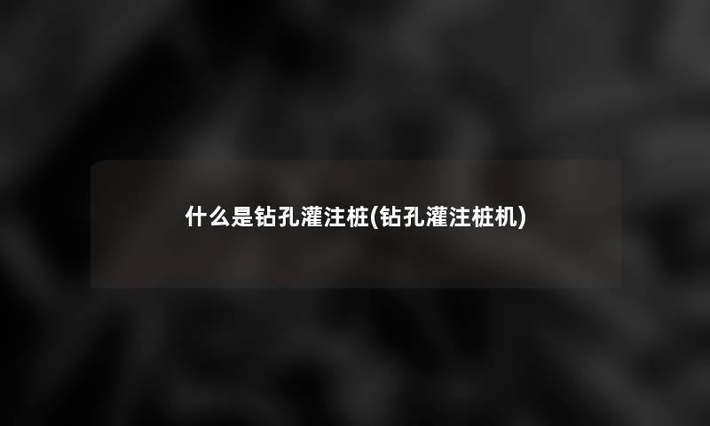 什么是钻孔灌注桩(钻孔灌注桩机)