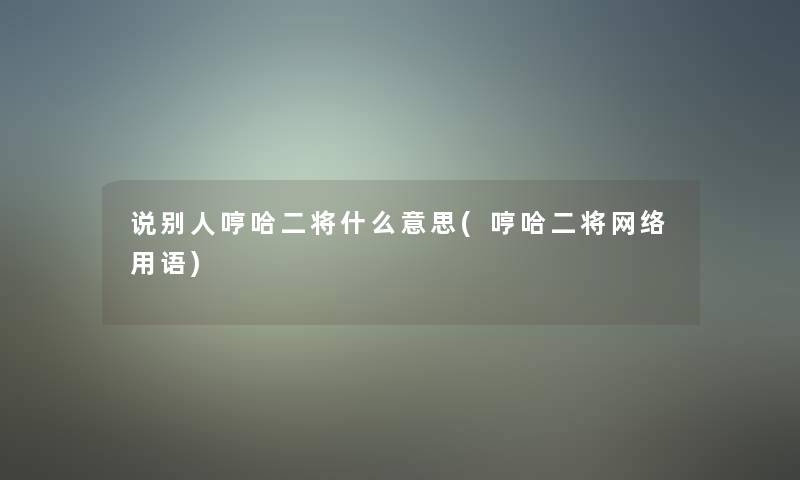 说别人哼哈二将什么意思(哼哈二将网络用语)