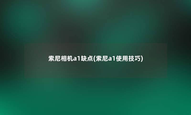 索尼相机a1缺点(索尼a1使用技巧)