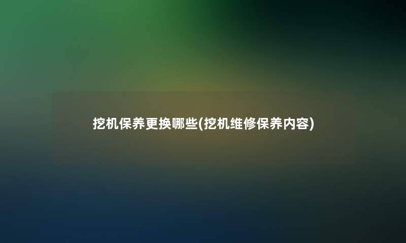 挖机保养更换哪些(挖机维修保养内容)