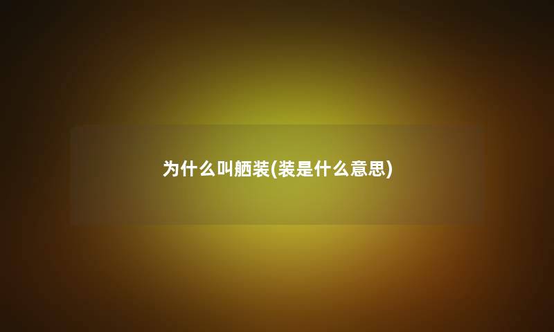 为什么叫舾装(装是什么意思) 为什么叫舾装(装是什么意思)