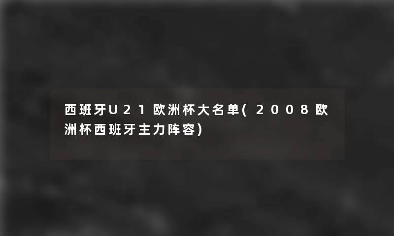 西班牙U21欧洲杯大名单(2008欧洲杯西班牙主力阵容)