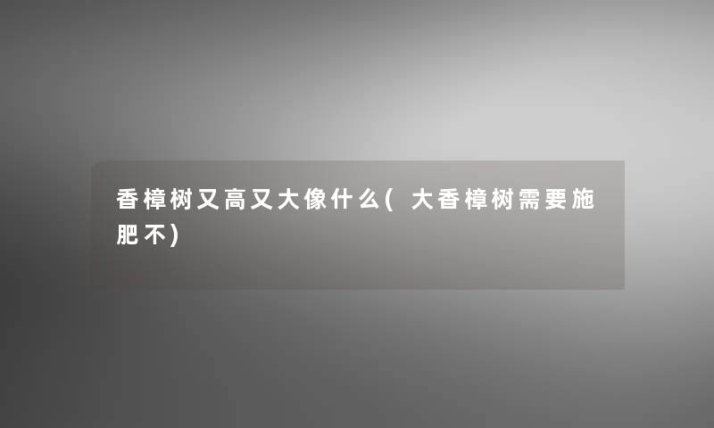 香樟树又高又大像什么(大香樟树需要施肥不) 香樟树又高又大像什么(大香樟树需要施肥不)