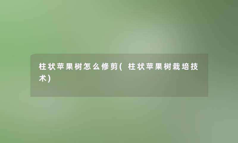 柱状苹果树怎么修剪(柱状苹果树栽培技术)